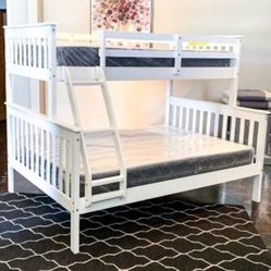 !!!...White Twin Over Full Bunk Beds With Plush Mattresses Included...(FREE DELIVERY)...!!!