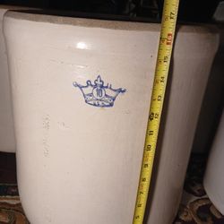Antique Robinson Ransbottom 10 Gallon Blue Crown Stoneware Crock Vintage 