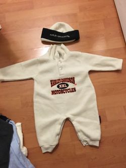 Harley Davidson fleece onesie with hat 6-9months