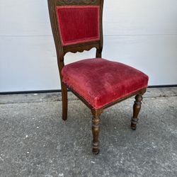 Antique Victorian Red Velvet line 19th century chair
