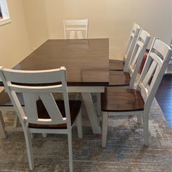 Dining Table Great Condition Huge , 2 Extensions , 5 Chairs And a Bench 