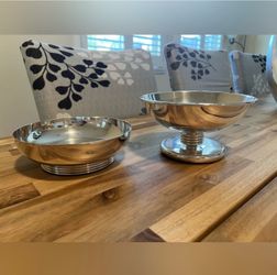 Vintage Christian Dior Silver Plated Matching Set of Pedestal and low Bowls