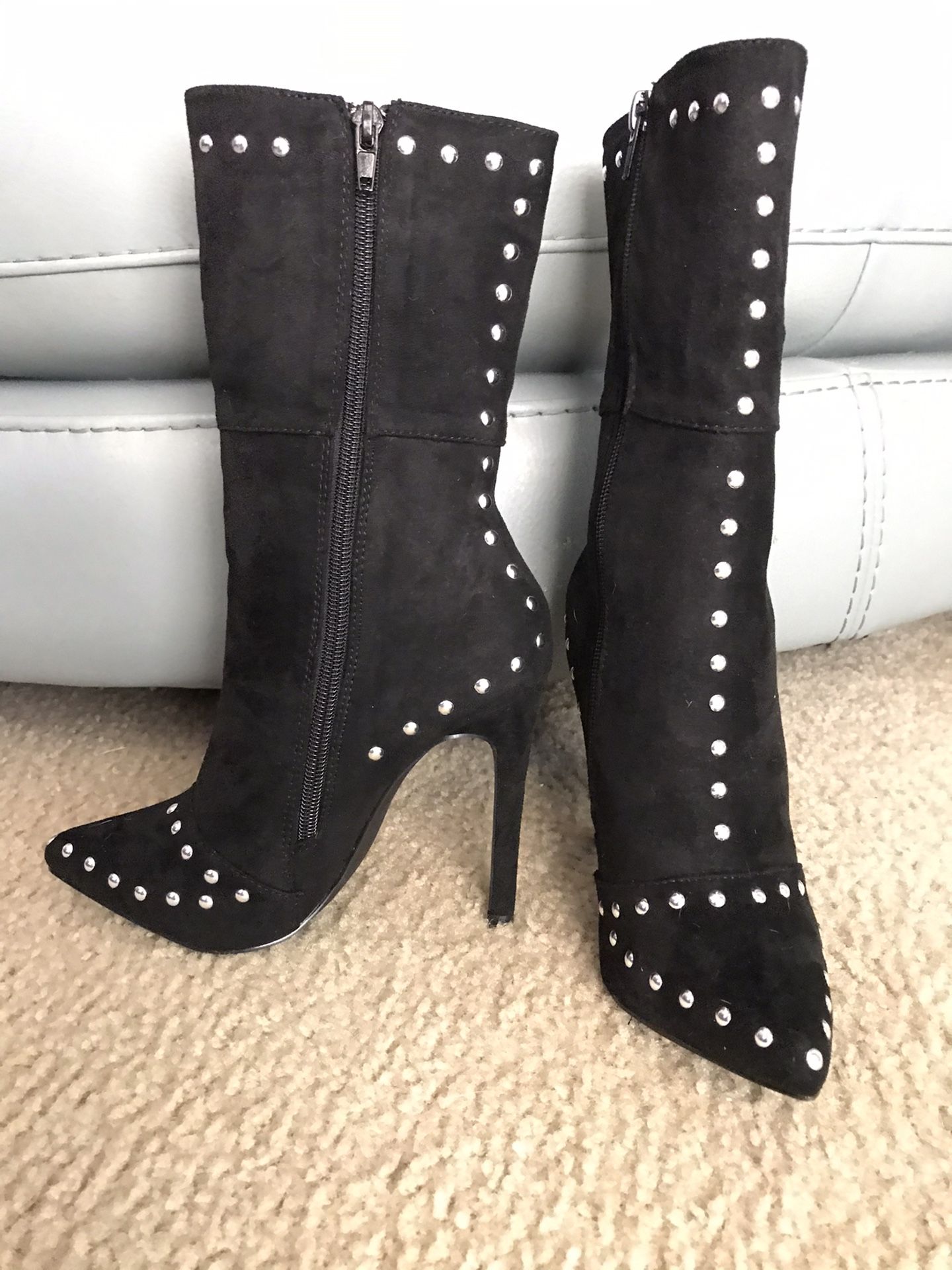 Studded Black Boots. Size 6