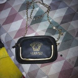 Black And Gold Versace Parfums  Purse