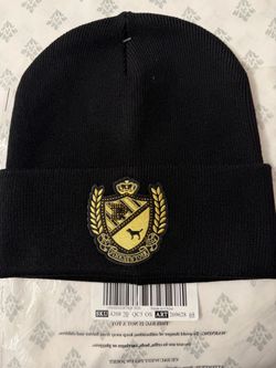 Pink New York Black Knit Beanie Hat