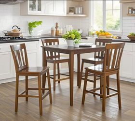 Brown Dining Table  & 4  Brown Bar Stools