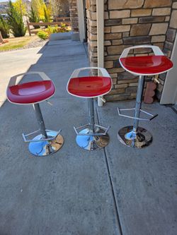 3 Red high stools  for sale