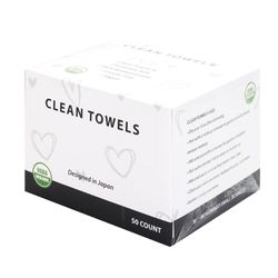 [$15/2Packs ] Clean Towels XL, 100% USDA Organic. Face Towel, Disposable Face Towelette, Makeup Remover Dry Wipes, Ultra Soft, 50 Ct