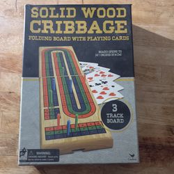 Solid wood cribbage folding board with playing cards