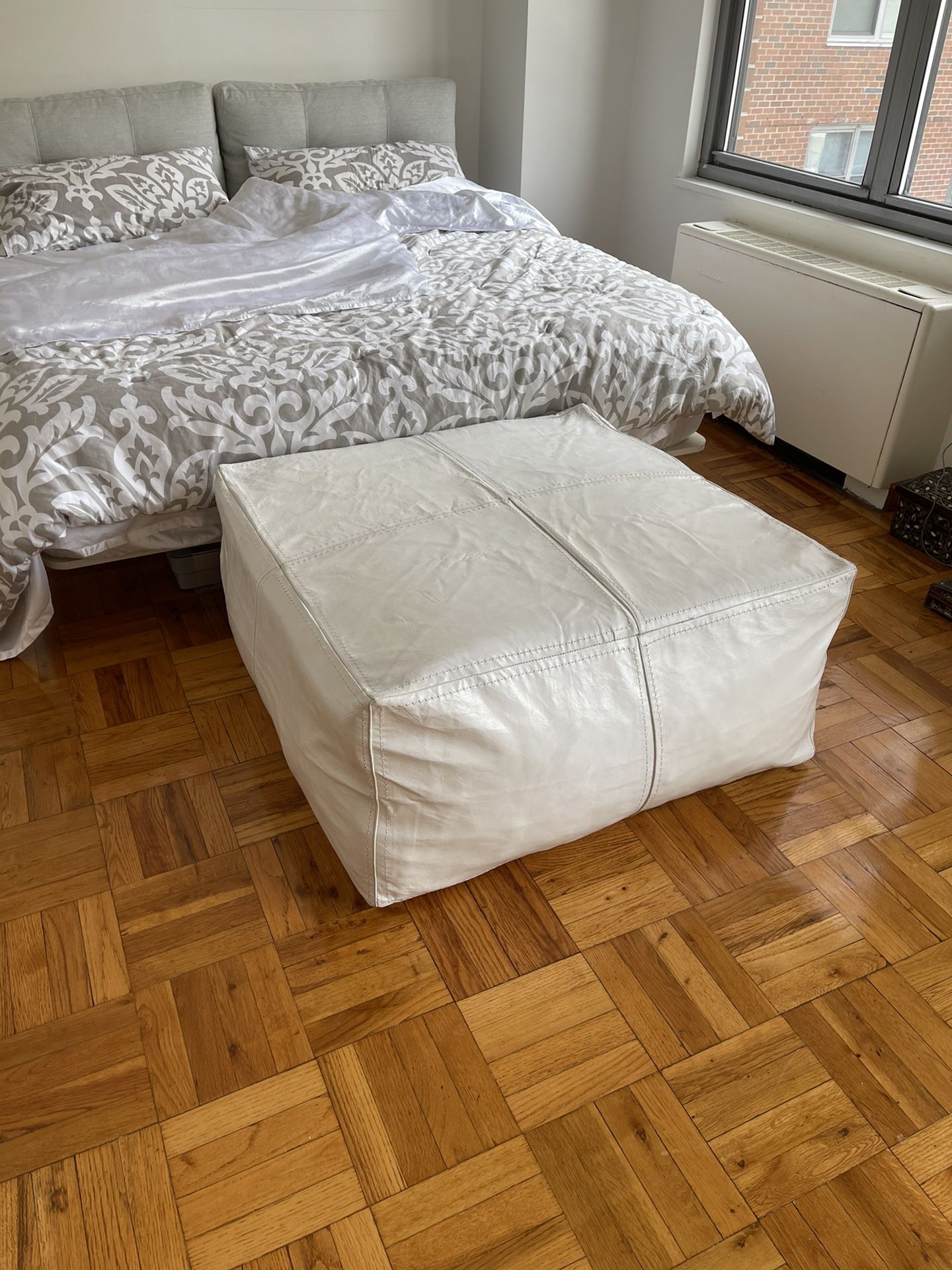Leather Pouf Ottoman Shipped From Morocco 