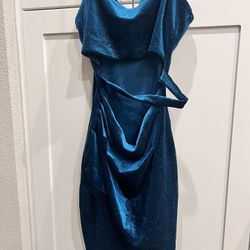 Blue Glittery Windsor Cropped Mini Dress