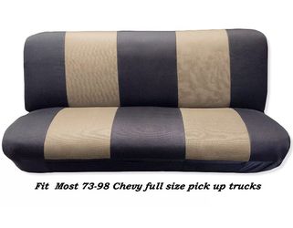 Mesh Black/Beige Full Size Bench Seat Cover Fits Most 73-99 Chevy F/S P/U Trucks