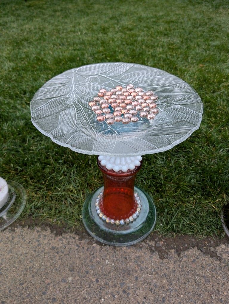 "Country Wedding" Upcycled One Of A Kind Bird Bath/Bird Feeder