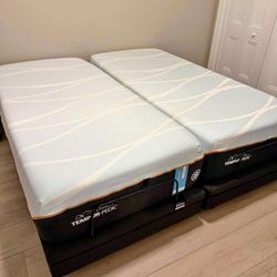 Beautiful new (2) XL Twin or split King Tempurpedic LuxeBreeze PureCool Max Firm cooling mattresses + adjustable beds w/MASSAGE FEATURES complete set!