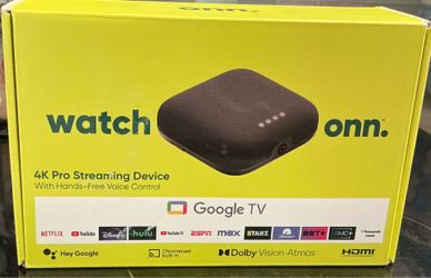 ONN 4K Pro Streaming Device with hands free voice control.