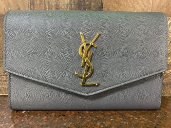 Yves Saint Laurent Leather Evening Bag - Gray - 6"x5" - No Strap (A1D003612)