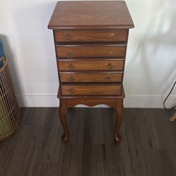 Vintage Wooden Jewelry Armoire with Mirror – Needs Minor TLC