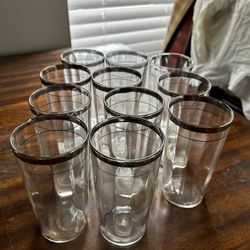 Antique Dinner Glasses With Real Silver