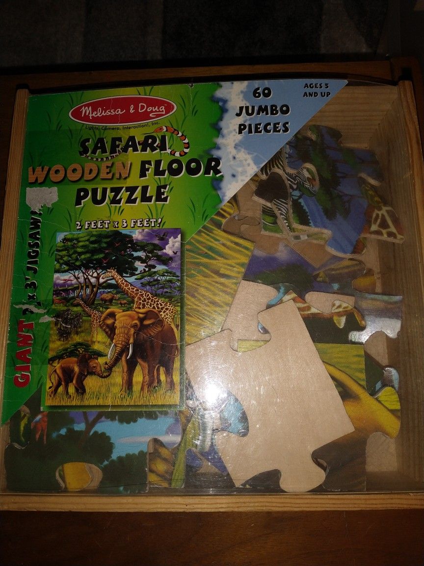 Melissa & Doug safari wooden floor puzzle 60 jumbo pieces 2' by 3'
