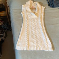 Derek Heart Knit White Dress, Teen Size M