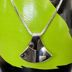 Designer 24” Long 1/8” Square Silver Tone Monet Chain with Napier 1 3/4”x 1 3/4” Pendant, only chain sold at JCPenney for $100, Excellent Condition