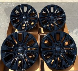 22” GMC SIERRA DENALI OEM WHEELS GLOSS BLACK