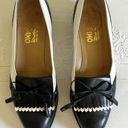 VINTAGE SALVATORE FERRAGAMO COLOR BLOCK LEATHER LOAFERS