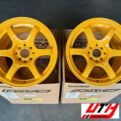 RAYS GRAMLIGHTS 57DR 15x8 4x100 28 CIVIC FIT CRX INTEGRA MIATA WHEEL MACH YELLOW