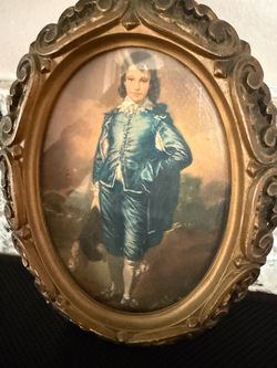 Beautiful Oval Frame Blue Boy Renaissance Print