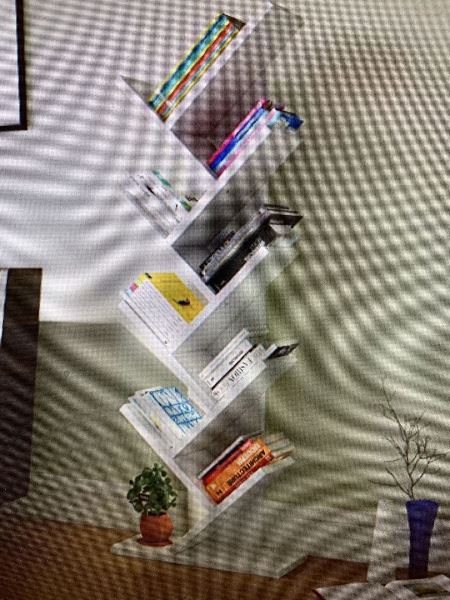 9 shelf tree book shelf storage ( bookshelf) white.