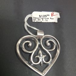 Retired James Avery Scroll Heart Pendant