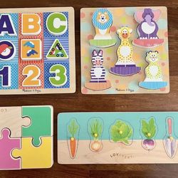 Lovevery Melissa & Doug Montessori Wooden Chunky Baby Toddler Puzzle Toy Lot  Comes with 4 puzzles  In good condition   