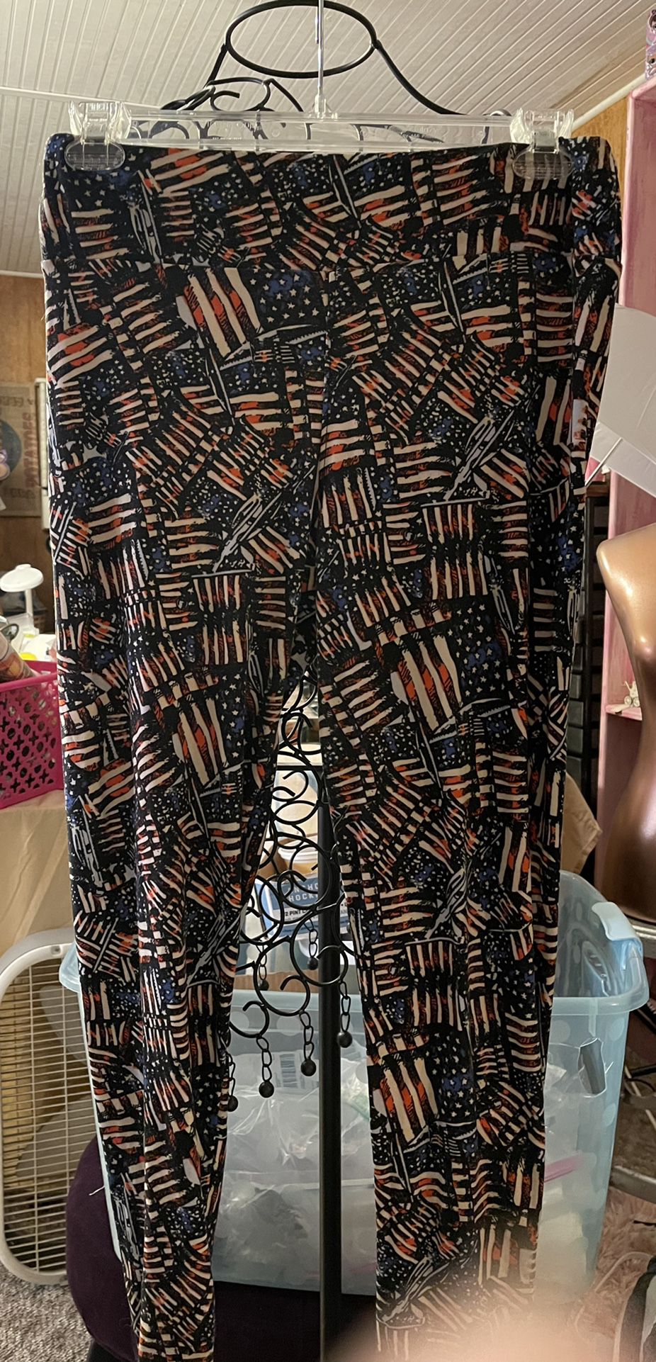 lularoe leggings os flag patriotic tall and curvy excellent condition smoke free 