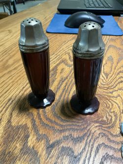 Depression Era Salt And Pepper Shakers Deep Purple Glass