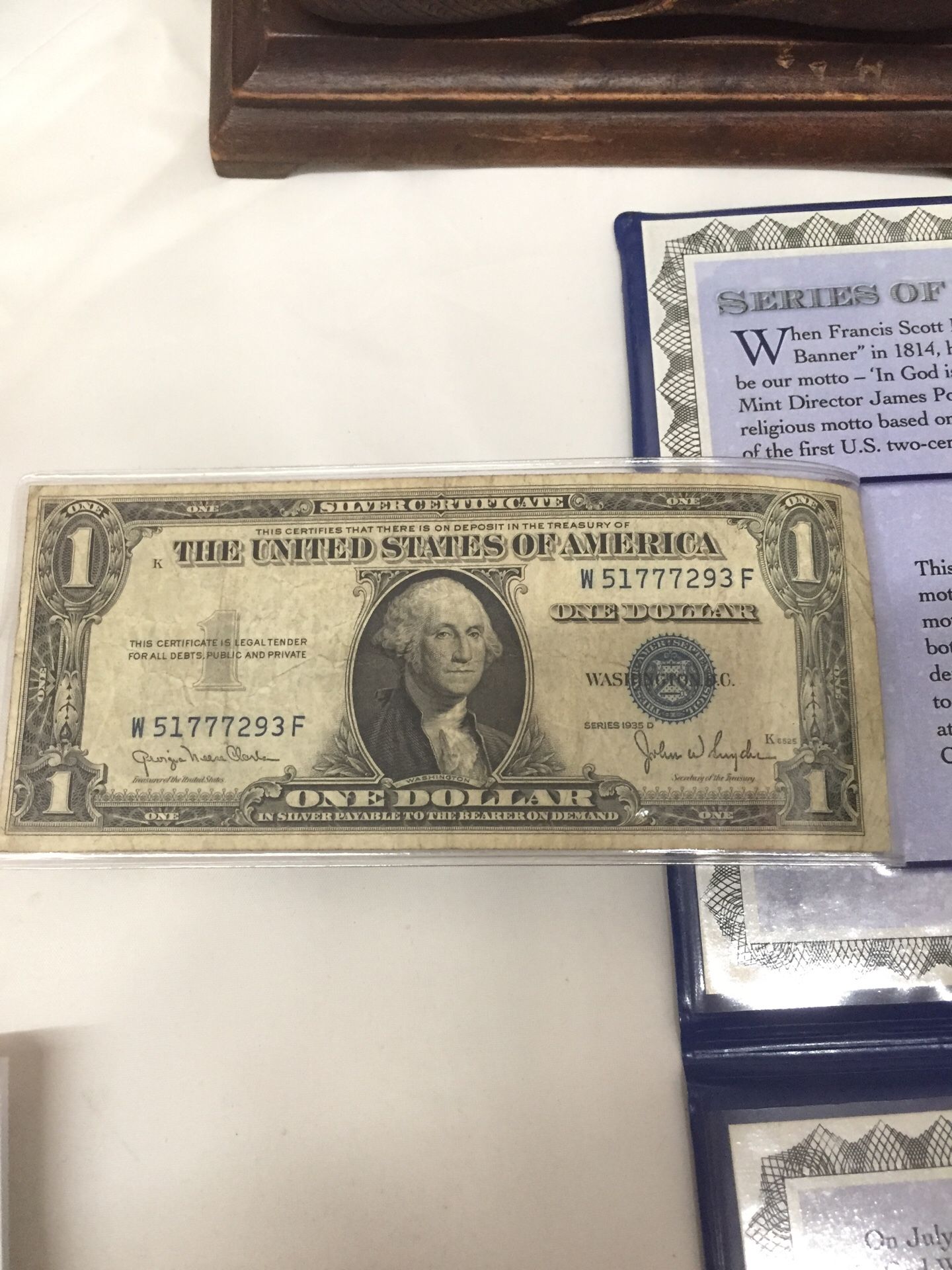 Series of 1935 $1 Silver Certificates with & without motto on the back