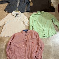 Five Mens XL Long Sleeve Shirts/Ralph Lauren Chaps, American Eagle/All Clean And Nice Quality 