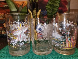 Vintage Set Of 3 McDonald's Walt Disney Anniversary Glasses Tumblers
