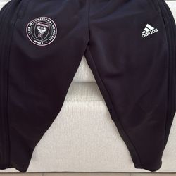 ADIDAS INTER MIAMI black training pants Zip down legs Size - Kids XL