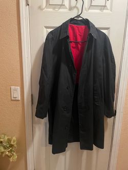 London Fog Black Coat with Red Lining