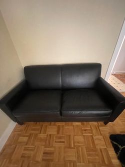 Black Leather Loveseat Sofa