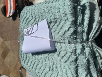 Two matching Teal plush sofa blankets