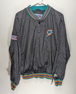 Vintage Mens 90s Starter Pro Line NFL Miami Dolphins Pullover Black Jacket Sz L