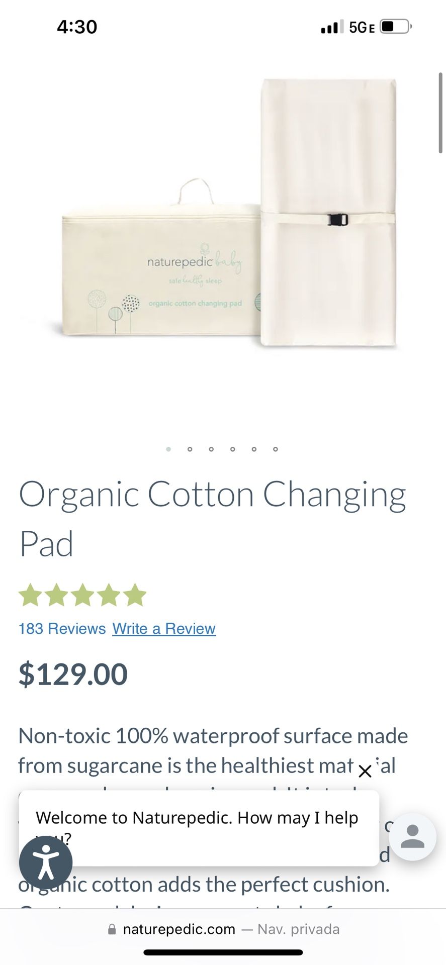 Organic Changing pad Diapering
