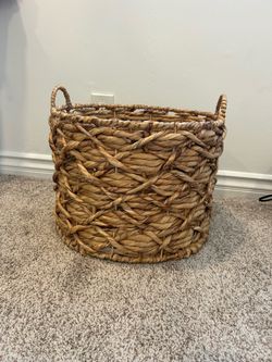 Handwoven Water Hyacinth Basket Boho Storage Basket