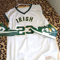 LeBron highschool Irish 4xl jersey (high school legends) and size 12 mens retro 1s bundle