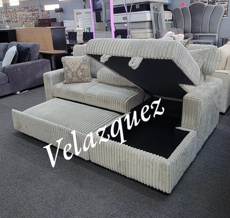 ✅️✅️2-Piece Convertible Sectional
Sleeper Sofa W/Fold-Down Table & Chaise Storage✅️