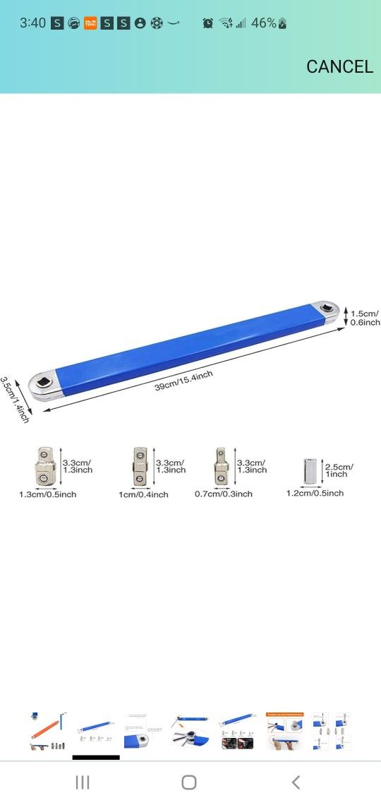 Metropolitay Offset Extension Wrench, Tight Reach Extension Wrench Set, with 1/2", 1/4" and 3/8" Square Drive Adapters, Offset Wrench Set,Multifunctio