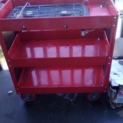 Mobile Grill 2 Shelves 2 Fryers