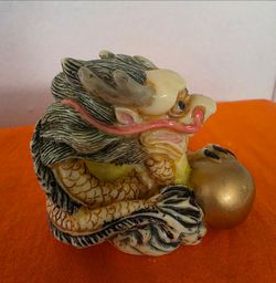 Vintage Hand Made Resin Dragon Netsuke. Okimono Japanese Figurine