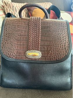 Brighton Leather Croc Embossed Satchel / Bacpack